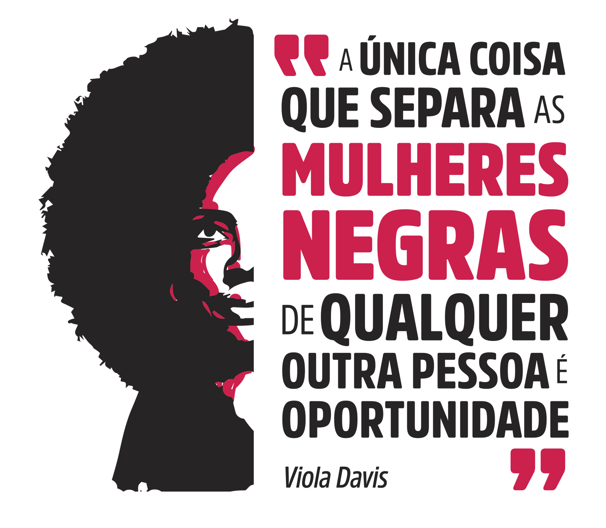 estampa ilustração Viola Davis e a frase "a única coisa que separa as mulheres negras de qualquer outra pessoa é a oportunidade"